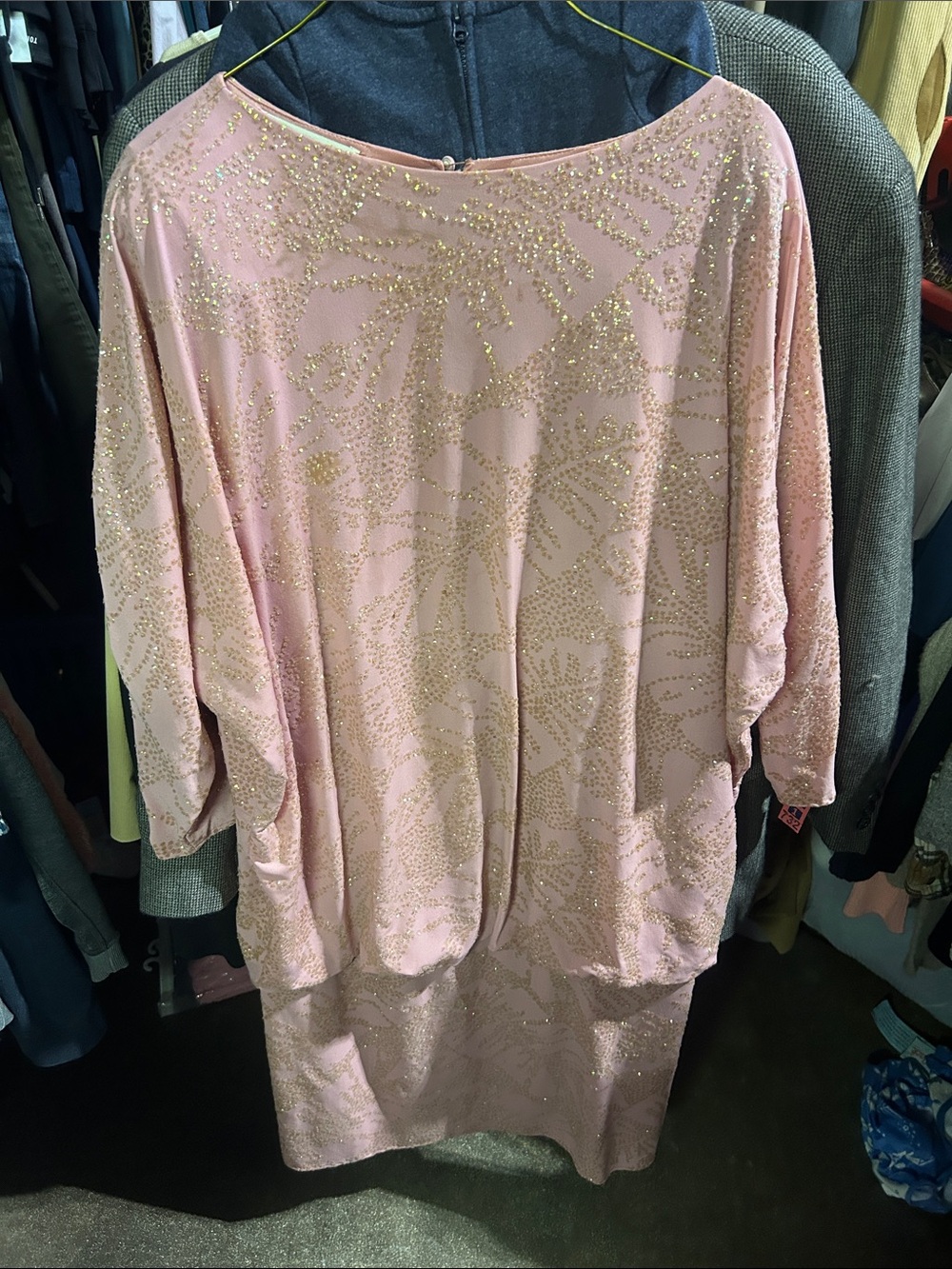 Blush Pink Long-Sleeve Sequin Embellished Dress